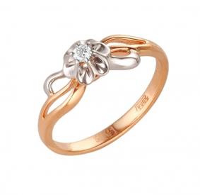 Золотое кольцо Мастер Бриллиант 01M1-104-790 с бриллиантом 01M1-104-790 фото