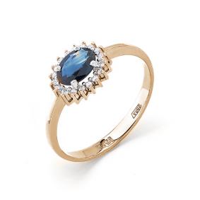 Золотое кольцо Мастер Бриллиант 01M1-104-810-02 с бриллиантом и сапфиром 01M1-104-810-02 фото