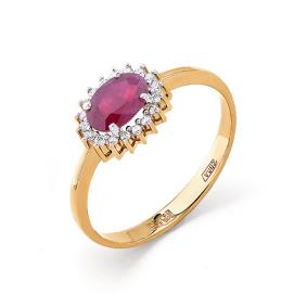 Золотое кольцо Мастер Бриллиант 01M1-104-810-03 с бриллиантом и рубином 01M1-104-810-03 фото
