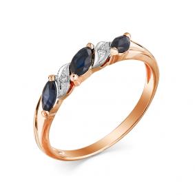 Золотое кольцо Мастер Бриллиант 01M1-104-912-02 с бриллиантом и сапфиром 01M1-104-912-02 фото