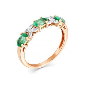 Золотое кольцо Мастер Бриллиант 01M1-104-934-01 с бриллиантом и изумрудом 01M1-104-934-01 фото