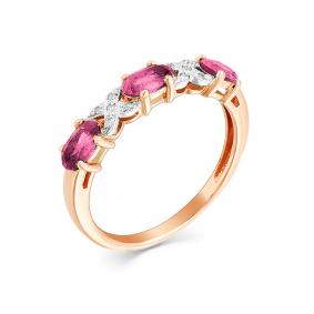 Золотое кольцо Мастер Бриллиант 01M1-104-934-03 с бриллиантом и рубином 01M1-104-934-03 фото