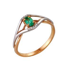 Золотое кольцо Мастер Бриллиант 01M1-105-147-01 с бриллиантом и изумрудом 01M1-105-147-01 фото