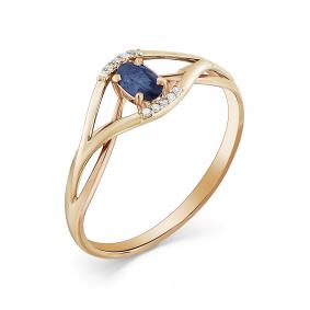 Золотое кольцо Мастер Бриллиант 01M1-105-147-02 с бриллиантом и сапфиром 01M1-105-147-02 фото