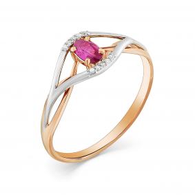 Золотое кольцо Мастер Бриллиант 01M1-105-147-03 с бриллиантом и рубином 01M1-105-147-03 фото