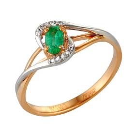 Золотое кольцо Мастер Бриллиант 01M1-105-159-01 с бриллиантом и изумрудом 01M1-105-159-01 фото