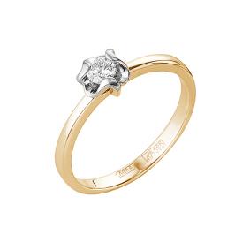 Золотое кольцо Мастер Бриллиант 01M1-105-22 с бриллиантом 01M1-105-22 фото