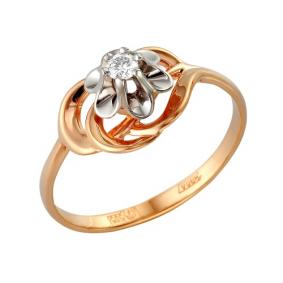 Золотое кольцо Мастер Бриллиант 01M1-105-268 с бриллиантом 01M1-105-268 фото