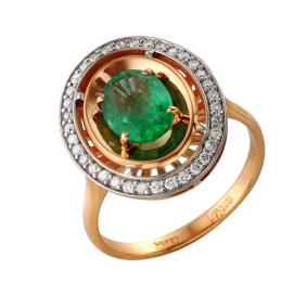 Золотое кольцо Мастер Бриллиант 01M1-105-299-01 с бриллиантом и изумрудом 01M1-105-299-01 фото