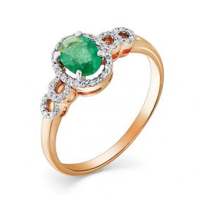 Золотое кольцо Мастер Бриллиант 01M1-105-38-01 с бриллиантом и изумрудом 01M1-105-38-01 фото