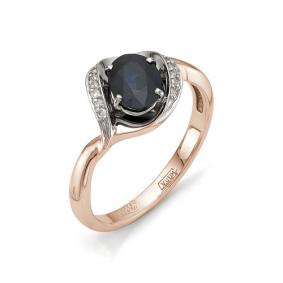 Золотое кольцо Мастер Бриллиант 01M1-105-584-02 с бриллиантом и сапфиром 01M1-105-584-02 фото