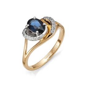 Золотое кольцо Мастер Бриллиант 01M1-105-606-02 с бриллиантом и сапфиром 01M1-105-606-02 фото