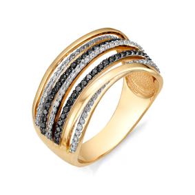 Золотое кольцо Мастер Бриллиант 01M1-105-612-55 с бриллиантом и чёрным бриллиантом 01M1-105-612-55 фото