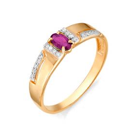 Золотое кольцо Мастер Бриллиант 01M1-105-750-03 с бриллиантом и рубином 01M1-105-750-03 фото