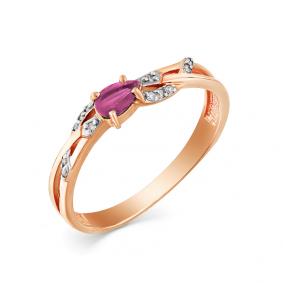 Золотое кольцо Мастер Бриллиант 01M1-105-781-03 с бриллиантом и рубином 01M1-105-781-03 фото