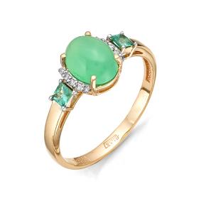 Золотое кольцо Мастер Бриллиант 01M1-105-820 с бриллиантом, хризопразом и изумрудом 01M1-105-820 фото