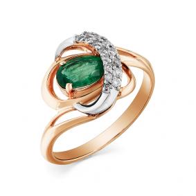 Золотое кольцо Мастер Бриллиант 01M1-105-83-01 с бриллиантом и изумрудом 01M1-105-83-01 фото