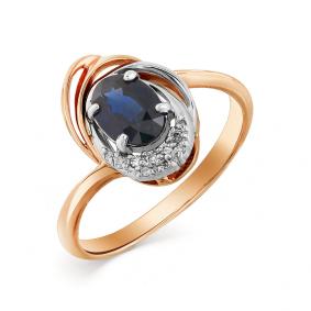 Золотое кольцо Мастер Бриллиант 01M1-105-84-02 с бриллиантом и сапфиром 01M1-105-84-02 фото