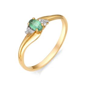 Золотое кольцо Мастер Бриллиант 01M1-105-849-01 с бриллиантом и изумрудом 01M1-105-849-01 фото