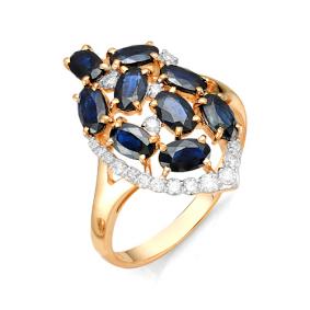 Золотое кольцо Мастер Бриллиант 01M1-105-933-02 с бриллиантом и сапфиром 01M1-105-933-02 фото