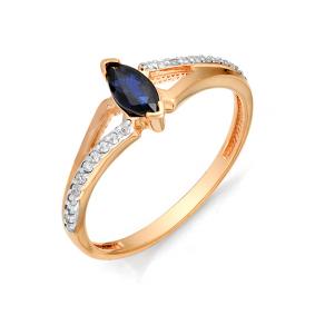 Золотое кольцо Мастер Бриллиант 01M1-105-957-02 с бриллиантом и сапфиром 01M1-105-957-02 фото