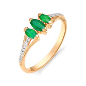 Золотое кольцо Мастер Бриллиант 01M1-105-972-01 с бриллиантом и изумрудом 01M1-105-972-01 фото