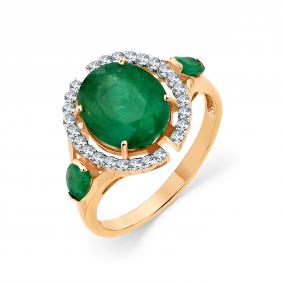 Золотое кольцо Мастер Бриллиант 01M1-105928-00-01 с бриллиантом и изумрудом 01M1-105928-00-01 фото