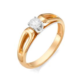 Золотое кольцо Мастер Бриллиант 01M1-106-124 с бриллиантом 01M1-106-124 фото