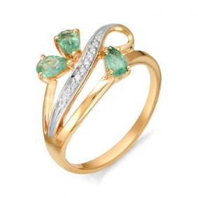 Золотое кольцо Мастер Бриллиант 01M1-106-140-01 с бриллиантом и изумрудом 01M1-106-140-01 фото