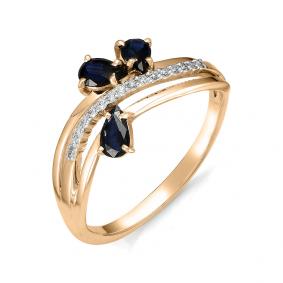 Золотое кольцо Мастер Бриллиант 01M1-106-150-02 с бриллиантом и сапфиром 01M1-106-150-02 фото