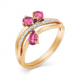 Золотое кольцо Мастер Бриллиант 01M1-106-150-03 с бриллиантом и рубином 01M1-106-150-03 фото