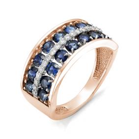 Золотое кольцо Мастер Бриллиант 01M1-106-168-02 с бриллиантом и сапфиром 01M1-106-168-02 фото