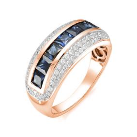 Золотое кольцо Мастер Бриллиант 01M1-106-179-02 с бриллиантом и сапфиром 01M1-106-179-02 фото