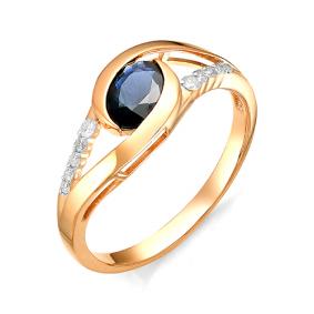 Золотое кольцо Мастер Бриллиант 01M1-106-194-02 с бриллиантом и сапфиром 01M1-106-194-02 фото