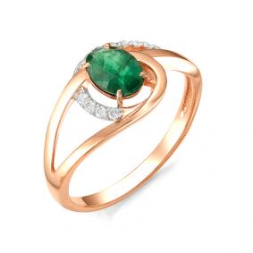 Золотое кольцо Мастер Бриллиант 01M1-106-196-01 с бриллиантом и изумрудом 01M1-106-196-01 фото