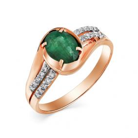 Золотое кольцо Мастер Бриллиант 01M1-106-198-01 с бриллиантом и изумрудом 01M1-106-198-01 фото