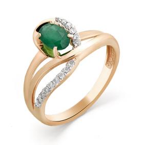 Золотое кольцо Мастер Бриллиант 01M1-106-217-01 с бриллиантом и изумрудом 01M1-106-217-01 фото