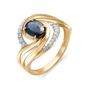 Золотое кольцо Мастер Бриллиант 01M1-106-218-02 с бриллиантом и сапфиром 01M1-106-218-02 фото