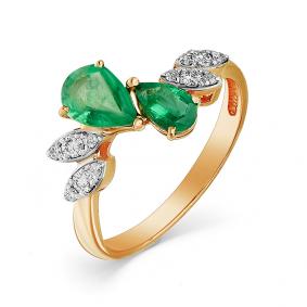 Золотое кольцо Мастер Бриллиант 01M1-106-499-01 с бриллиантом и изумрудом 01M1-106-499-01 фото