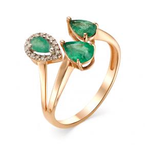 Золотое кольцо Мастер Бриллиант 01M1-106-504-01 с бриллиантом и изумрудом 01M1-106-504-01 фото