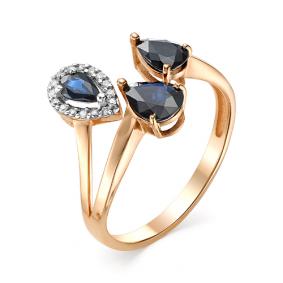 Золотое кольцо Мастер Бриллиант 01M1-106-504-02 с бриллиантом и сапфиром 01M1-106-504-02 фото