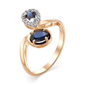 Золотое кольцо Мастер Бриллиант 01M1-106-516-02 с бриллиантом и сапфиром 01M1-106-516-02 фото