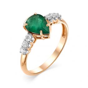 Золотое кольцо Мастер Бриллиант 01M1-106-521-01 с бриллиантом и изумрудом 01M1-106-521-01 фото