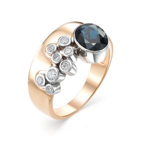 Золотое кольцо Мастер Бриллиант 01M1-106-601-02 с бриллиантом и сапфиром 01M1-106-601-02 фото