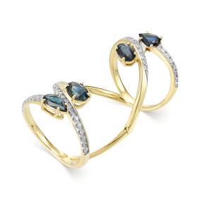 Золотое кольцо Мастер Бриллиант 01M1-106-629-02 с бриллиантом и сапфиром 01M1-106-629-02 фото