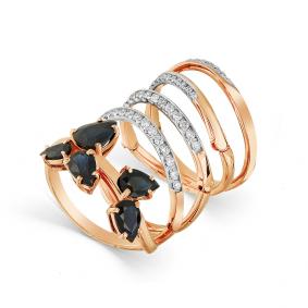 Золотое кольцо Мастер Бриллиант 01M1-106-630-02 с бриллиантом и сапфиром 01M1-106-630-02 фото