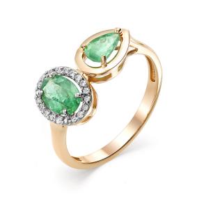 Золотое кольцо Мастер Бриллиант 01M1-106-637-01 с бриллиантом и изумрудом 01M1-106-637-01 фото