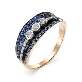 Золотое кольцо Мастер Бриллиант 01M1-106-669-02 с бриллиантом и сапфиром 01M1-106-669-02 фото