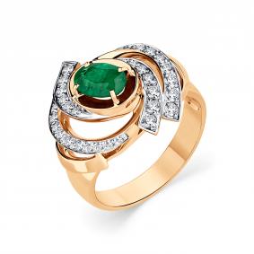 Золотое кольцо Мастер Бриллиант 01M1-106407-99-01 с бриллиантом и изумрудом 01M1-106407-99-01 фото