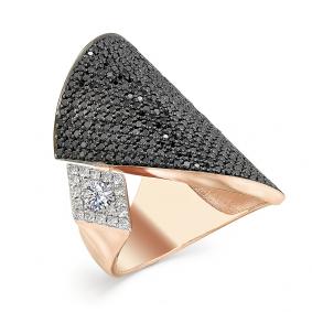 Золотое кольцо Мастер Бриллиант 01M1-107-124 с бриллиантом и чёрным бриллиантом 01M1-107-124 фото